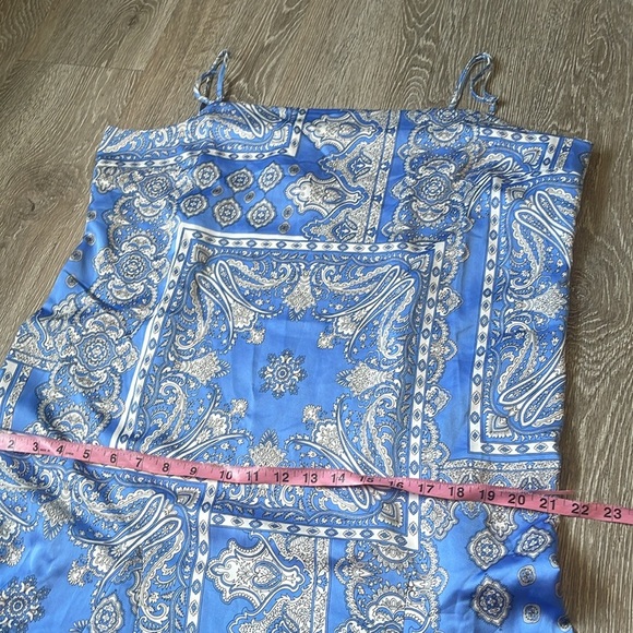 Loft Bandana Print Slip Dress Size 16 maxi length blue and white - Picture 6 of 8